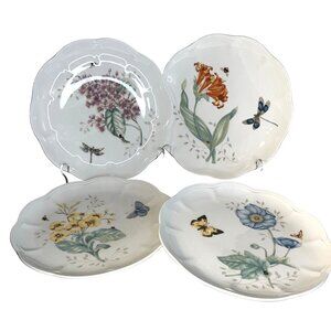 Lenox Luyer Butterfly Meadow 9" Scalloped Salad Luncheon Plates Set of 4 NEW